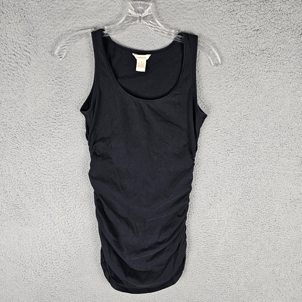 Sundance Maternity Tank Top Women's Small Black Ruched Scoop Neck Sleeveless